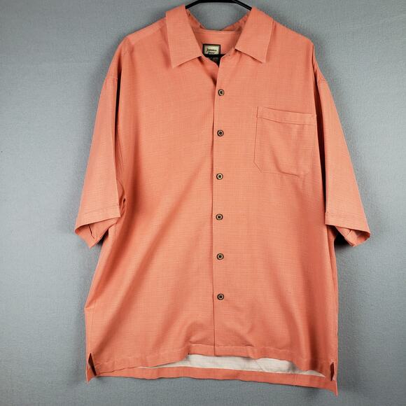 Jamaica Jaxx Size XL Orange Silk Aloha Shirt Orange Island Style Hawaiian Beach - Picture 1 of 13